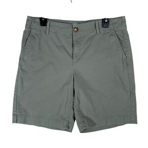 Loft Monroe Women's Bermuda Shorts Olive Green Chino Size 8 Preppy